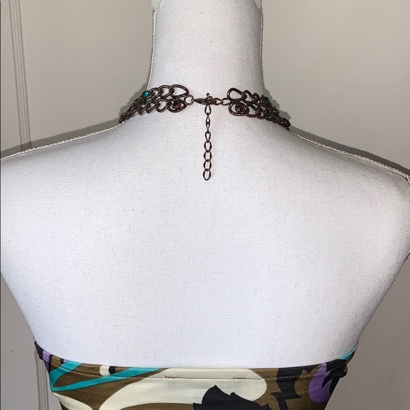 Sky 100% Silk Dress w/ Chain and Rhinestones - Picture 5 of 5